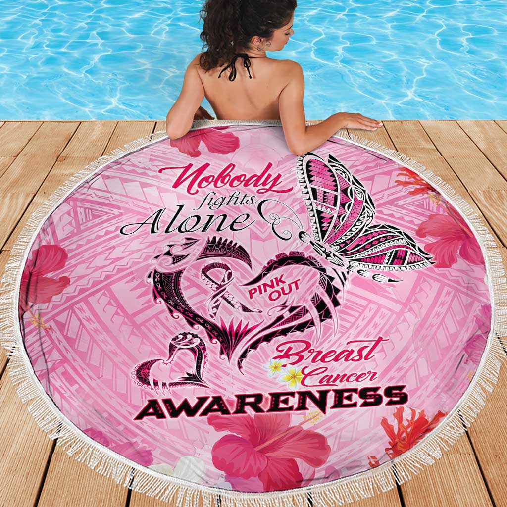 Butterfly Polynesia Breast Cancer Beach Blanket Nobody Fights Alone Pink Out Tropical Hibiscus DT02 - Polynesian Pride