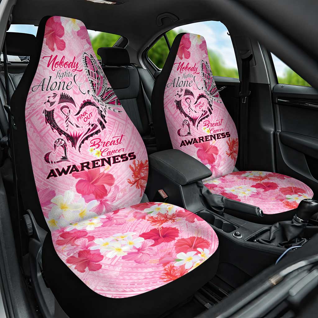 Butterfly Polynesia Breast Cancer Car Seat Cover Nobody Fights Alone Pink Out Tropical Hibiscus DT02 One Size Pink - Polynesian Pride