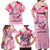 Butterfly Polynesia Breast Cancer Family Matching Off Shoulder Maxi Dress and Hawaiian Shirt Nobody Fights Alone Pink Out Tropical Hibiscus