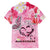 Butterfly Polynesia Breast Cancer Family Matching Short Sleeve Bodycon Dress and Hawaiian Shirt Nobody Fights Alone Pink Out Tropical Hibiscus