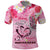 Butterfly Polynesia Breast Cancer Polo Shirt Nobody Fights Alone Pink Out Tropical Hibiscus