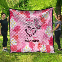 Butterfly Polynesia Breast Cancer Quilt Nobody Fights Alone Pink Out Tropical Hibiscus DT02 - Polynesian Pride