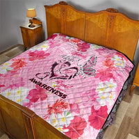 Butterfly Polynesia Breast Cancer Quilt Nobody Fights Alone Pink Out Tropical Hibiscus DT02 - Polynesian Pride