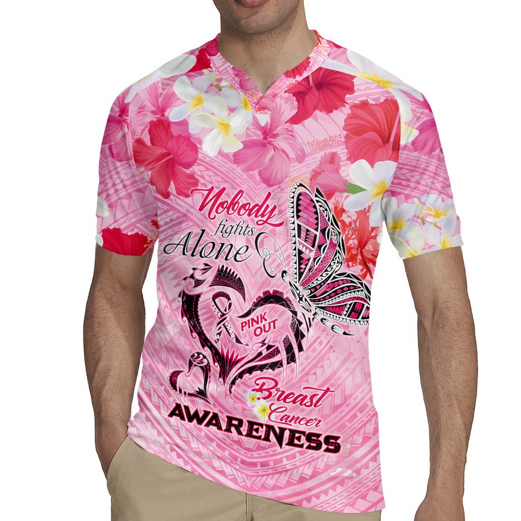 Butterfly Polynesia Breast Cancer Rugby Jersey Nobody Fights Alone Pink Out Tropical Hibiscus DT02 - Polynesian Pride