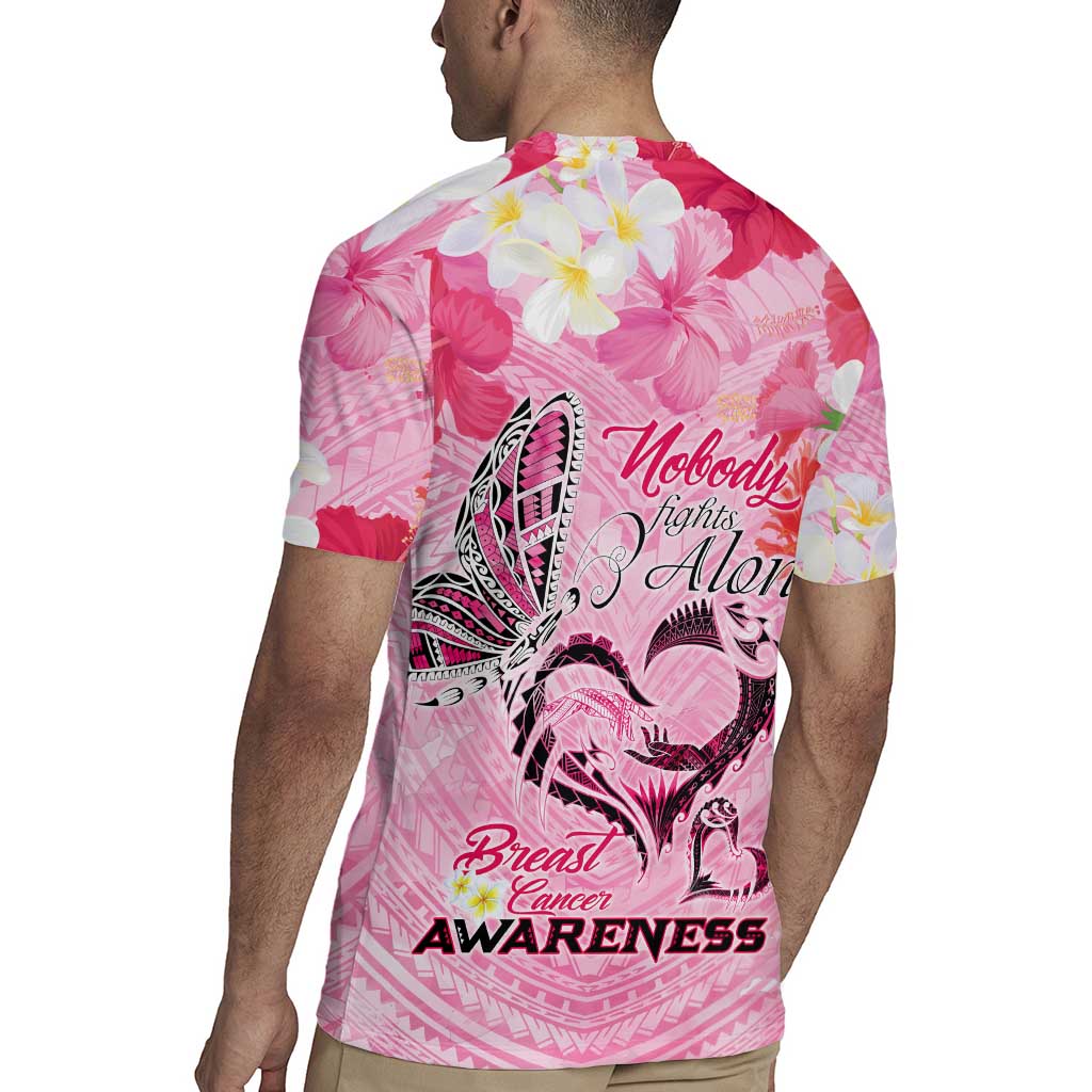 Butterfly Polynesia Breast Cancer Rugby Jersey Nobody Fights Alone Pink Out Tropical Hibiscus DT02 - Polynesian Pride