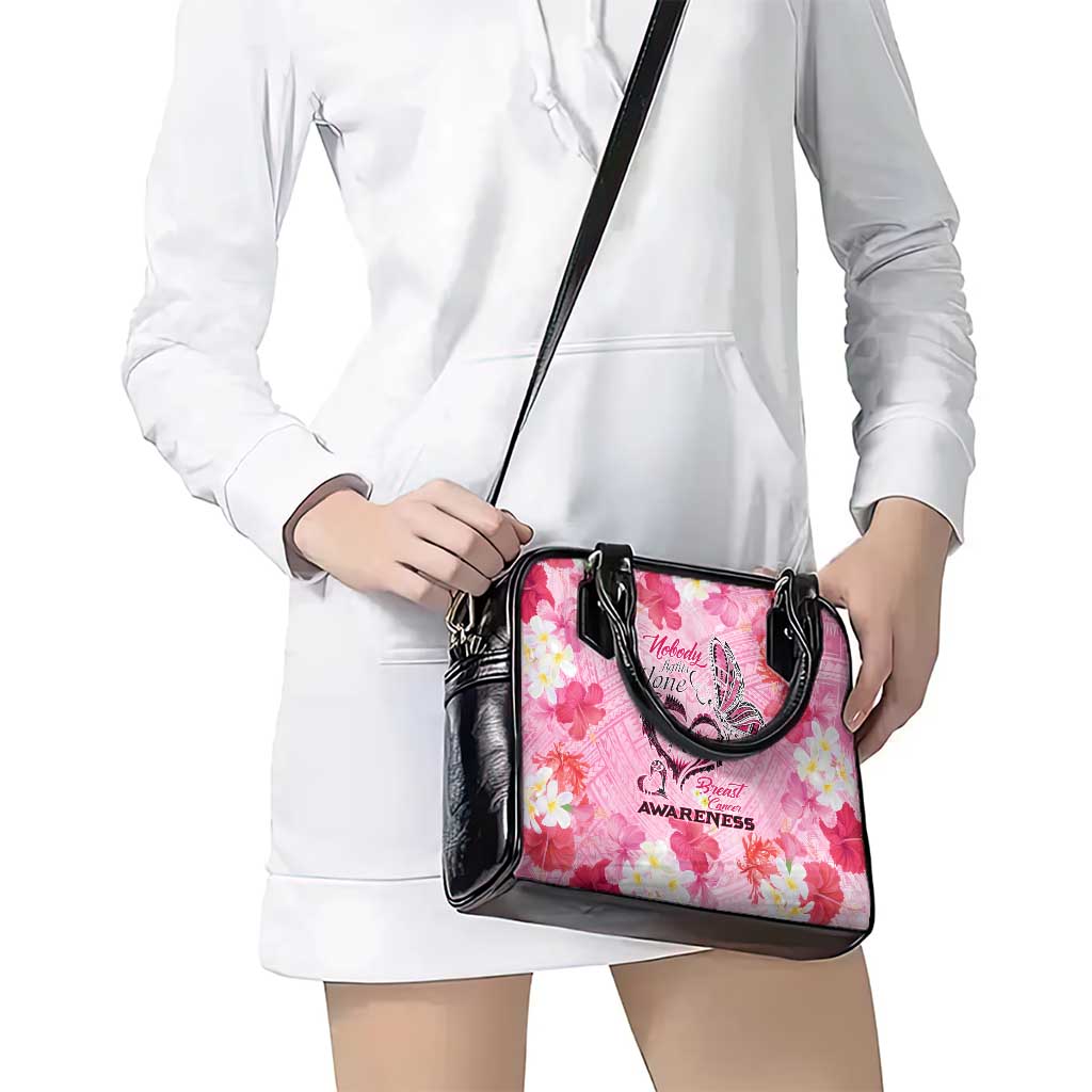 Butterfly Polynesia Breast Cancer Shoulder Handbag Nobody Fights Alone Pink Out Tropical Hibiscus DT02 - Polynesian Pride