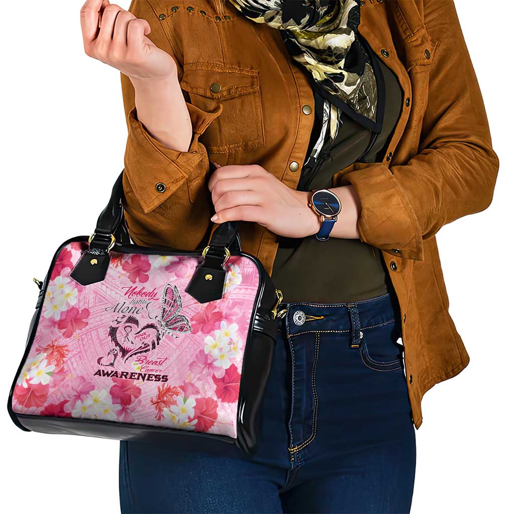 Butterfly Polynesia Breast Cancer Shoulder Handbag Nobody Fights Alone Pink Out Tropical Hibiscus DT02 - Polynesian Pride