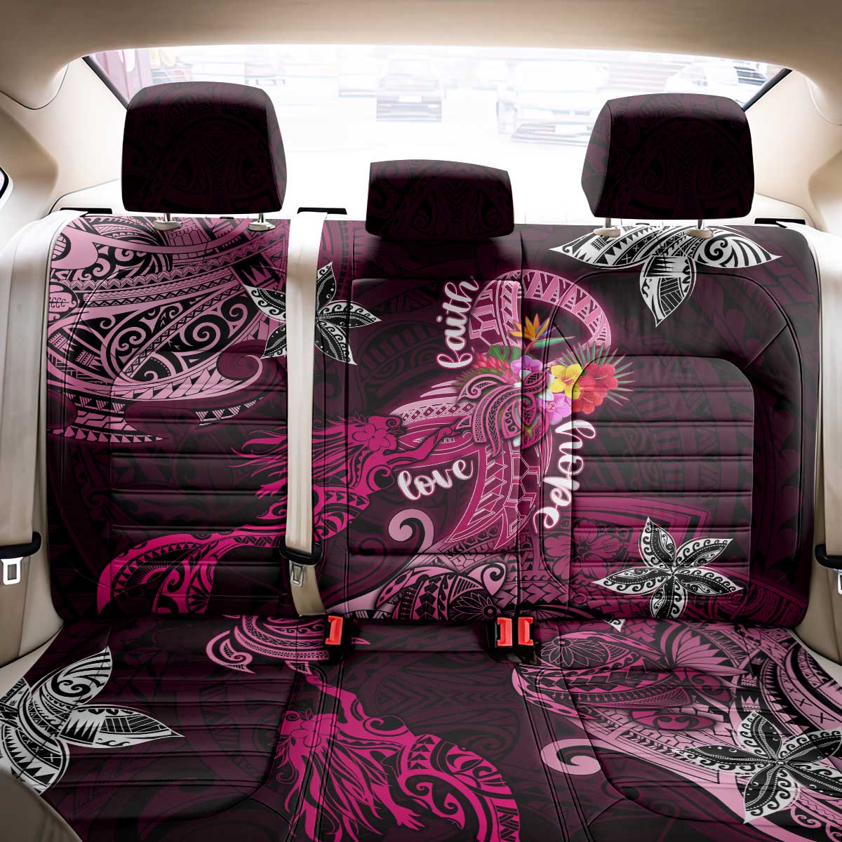 Breast Cancer Mermaid Polynesia Back Car Seat Cover Faith Hope Love DT02 - Polynesian Pride