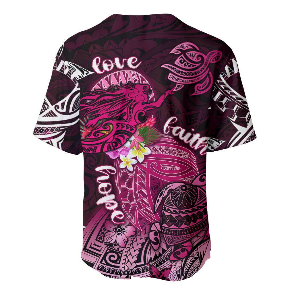 Breast Cancer Mermaid Polynesia Baseball Jersey Faith Hope Love DT02 - Polynesian Pride