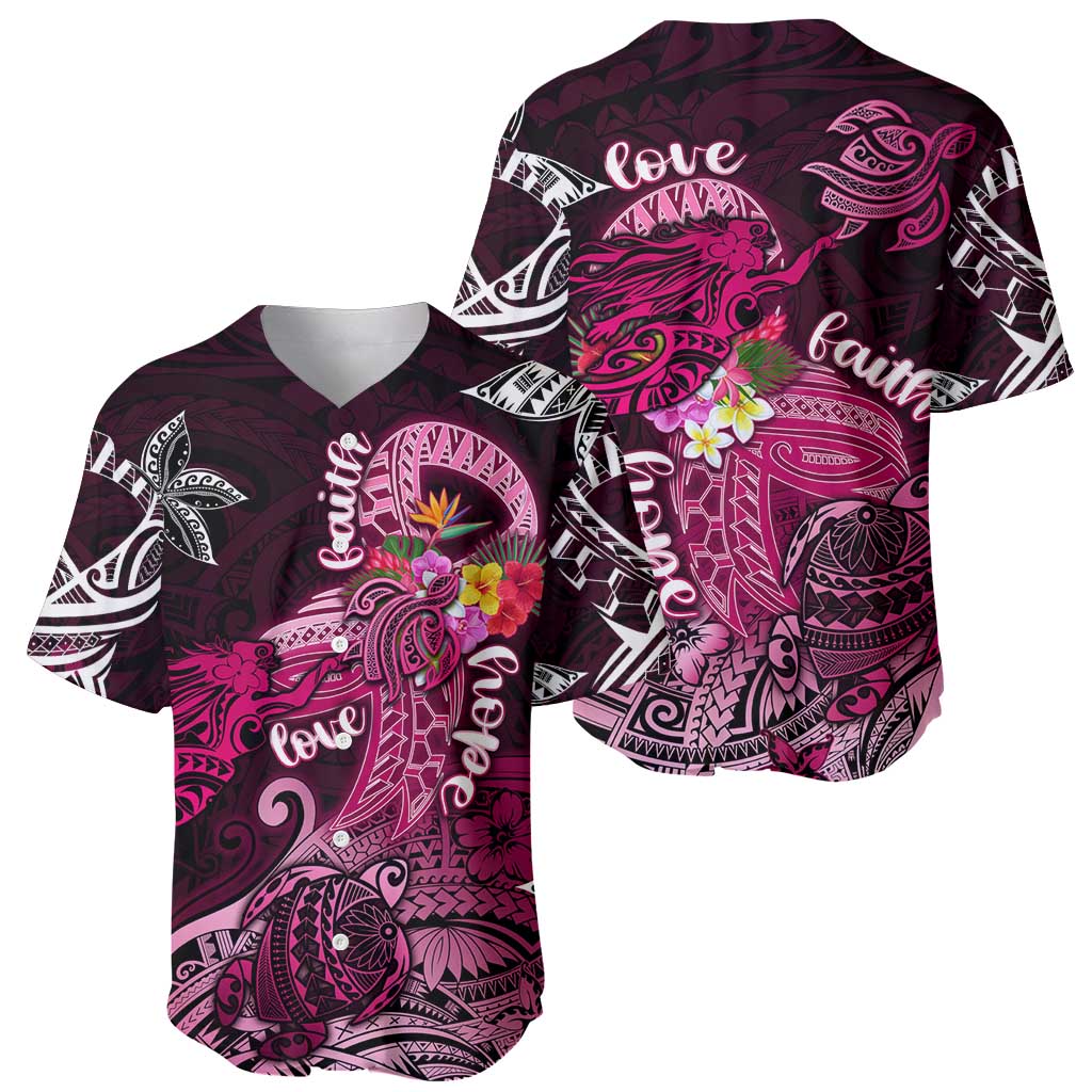 Breast Cancer Mermaid Polynesia Baseball Jersey Faith Hope Love DT02 - Polynesian Pride