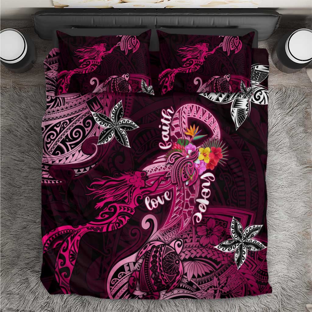 Breast Cancer Mermaid Polynesia Bedding Set Faith Hope Love DT02 Pink - Polynesian Pride