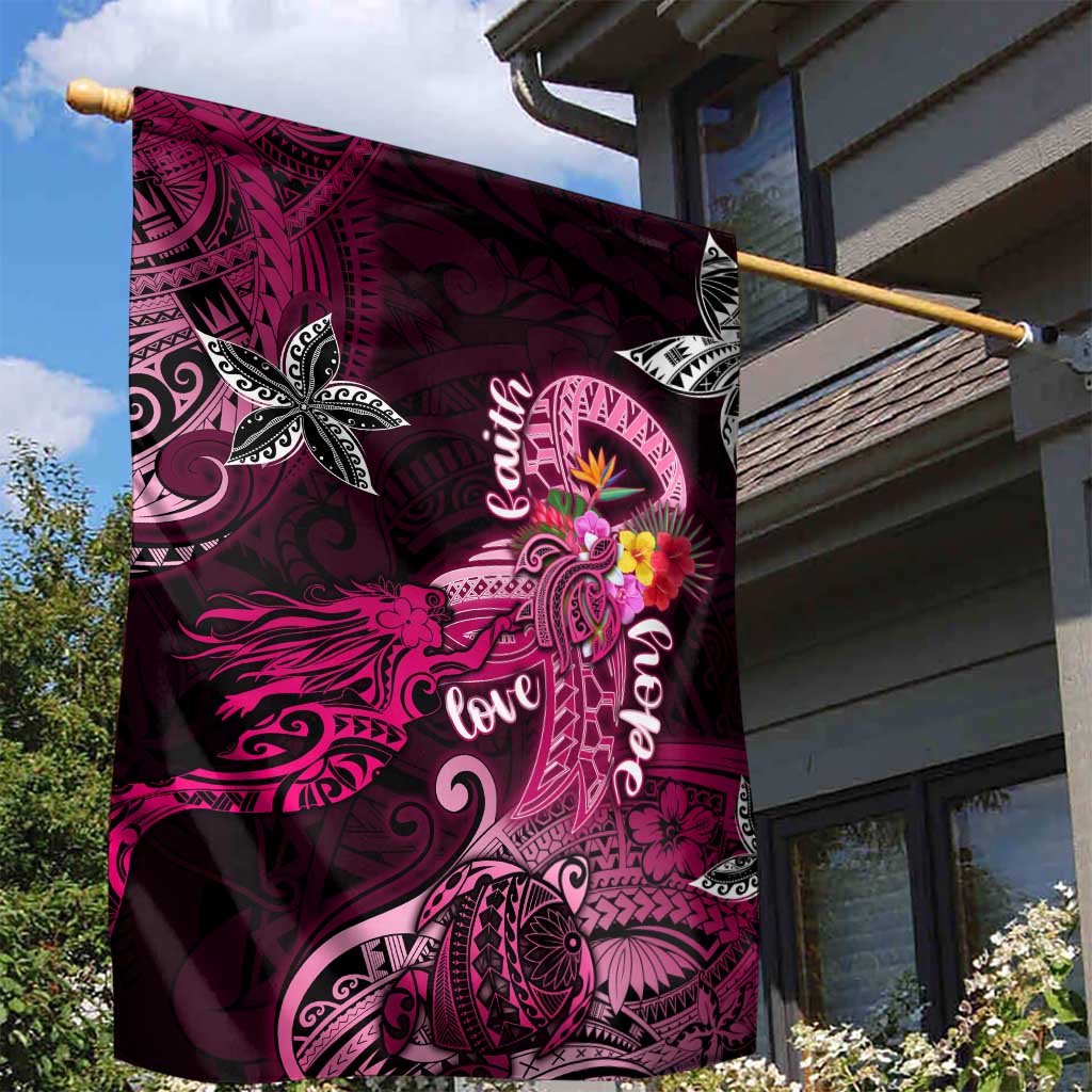 Breast Cancer Mermaid Polynesia Garden Flag Faith Hope Love DT02 - Polynesian Pride
