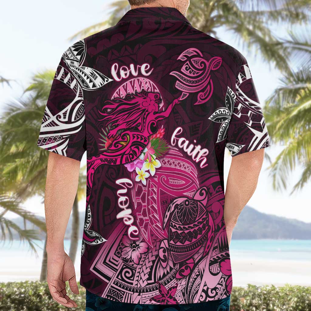 Breast Cancer Mermaid Polynesia Hawaiian Shirt Faith Hope Love DT02 - Polynesian Pride