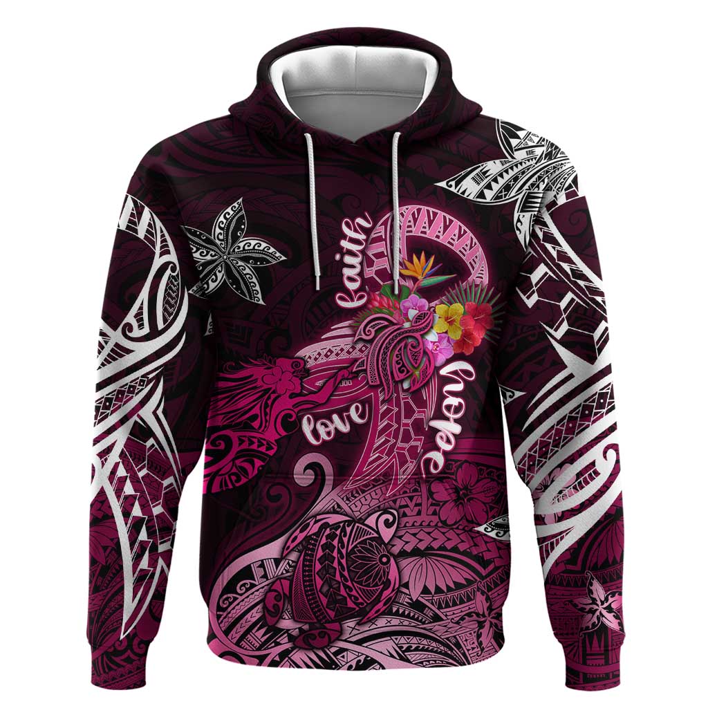 Breast Cancer Mermaid Polynesia Hoodie Faith Hope Love DT02 Pullover Hoodie Pink - Polynesian Pride