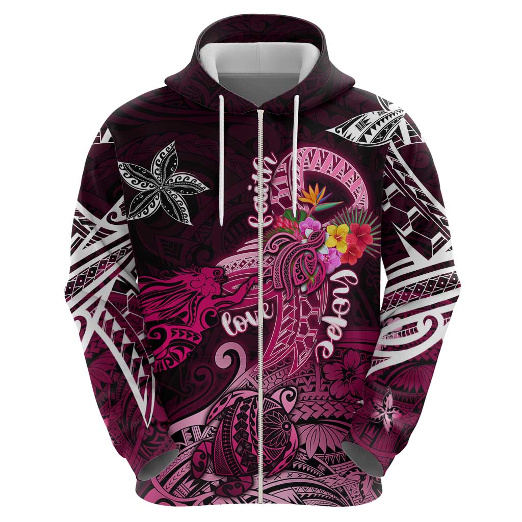 Breast Cancer Mermaid Polynesia Hoodie Faith Hope Love DT02 - Polynesian Pride