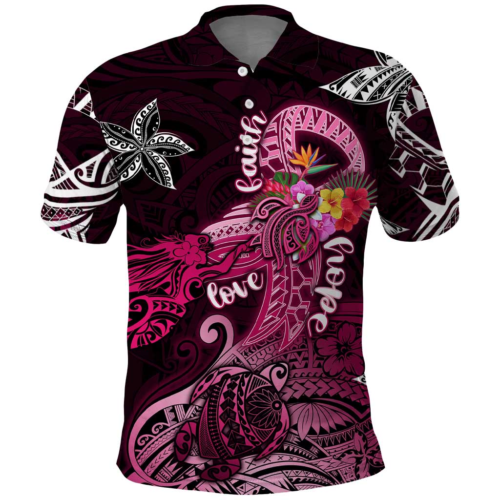 Breast Cancer Mermaid Polynesia Polo Shirt Faith Hope Love DT02 Pink - Polynesian Pride