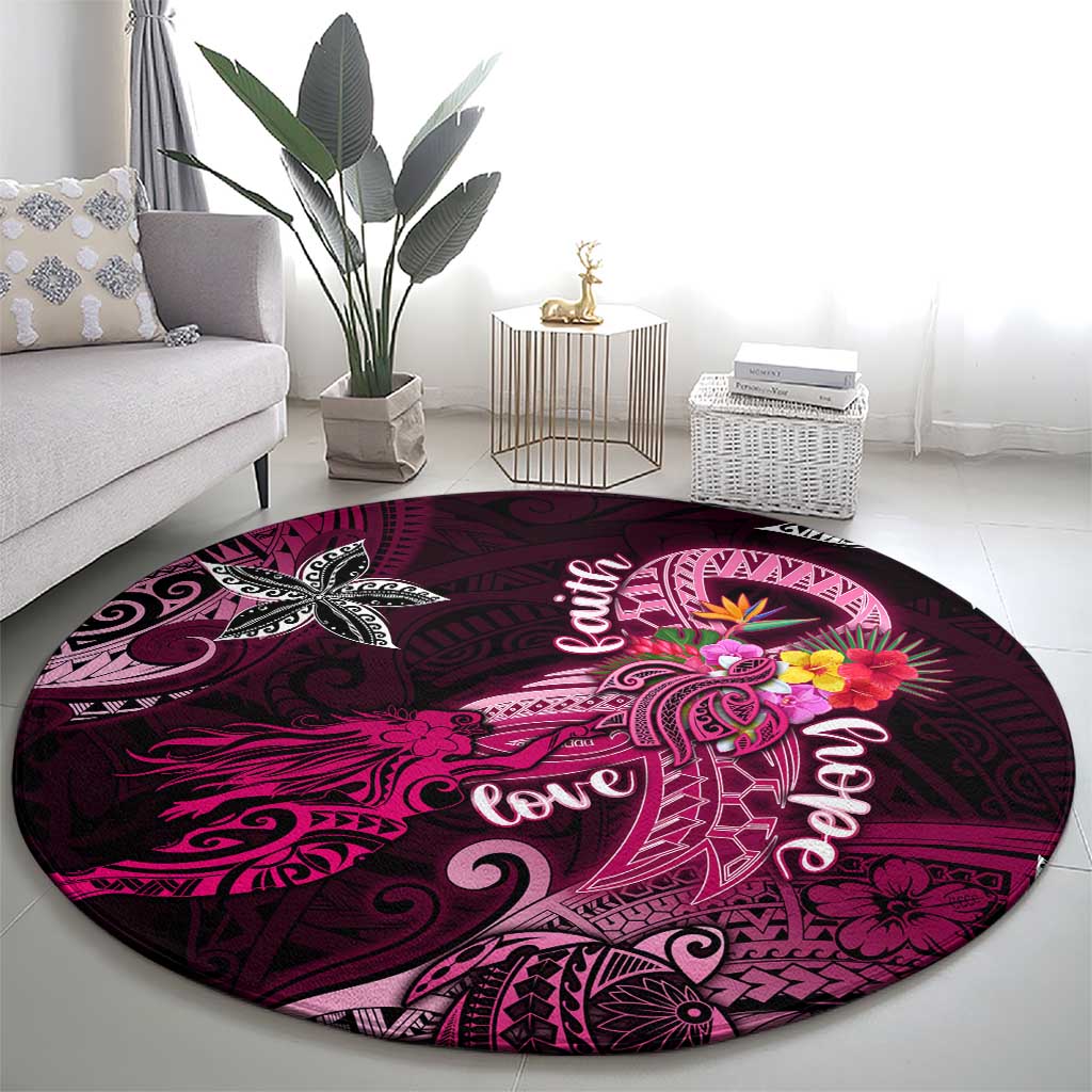 Breast Cancer Mermaid Polynesia Round Carpet Faith Hope Love DT02 - Polynesian Pride