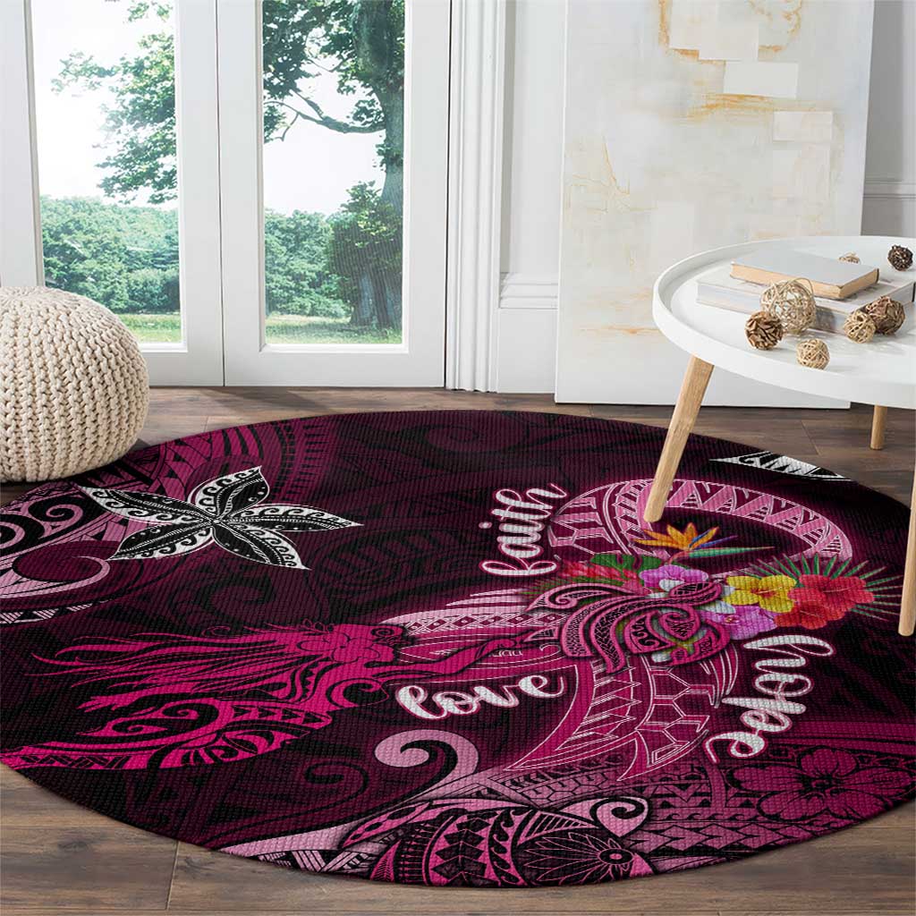 Breast Cancer Mermaid Polynesia Round Carpet Faith Hope Love DT02 - Polynesian Pride
