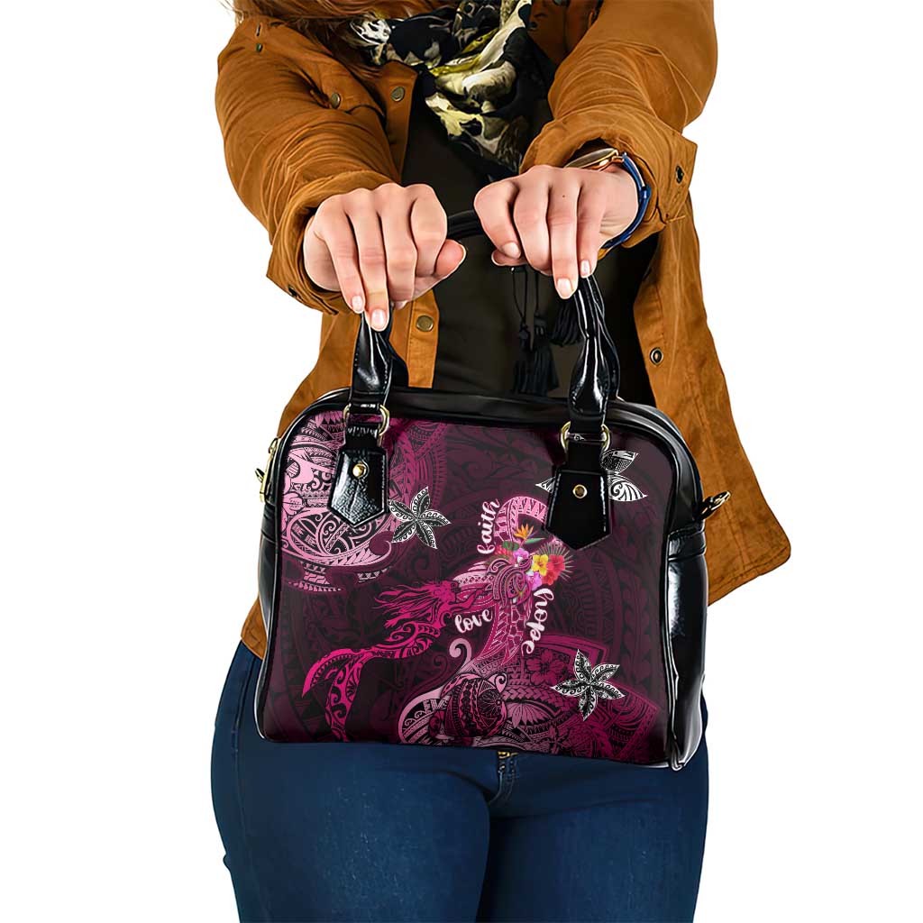 Breast Cancer Mermaid Polynesia Shoulder Handbag Faith Hope Love DT02 One Size Pink - Polynesian Pride
