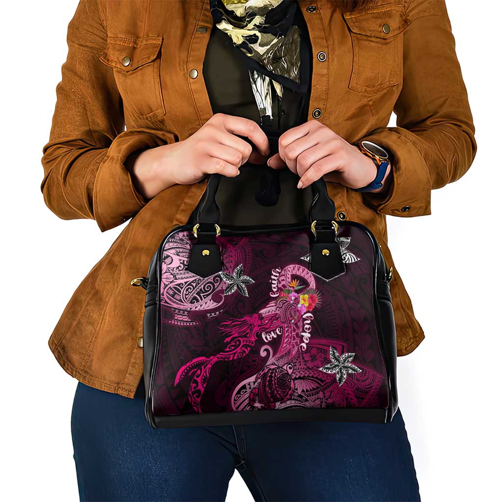 Breast Cancer Mermaid Polynesia Shoulder Handbag Faith Hope Love DT02 - Polynesian Pride