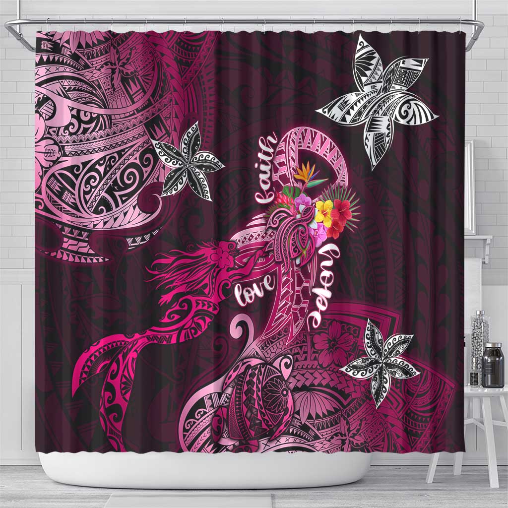 Breast Cancer Mermaid Polynesia Shower Curtain Faith Hope Love DT02 - Polynesian Pride