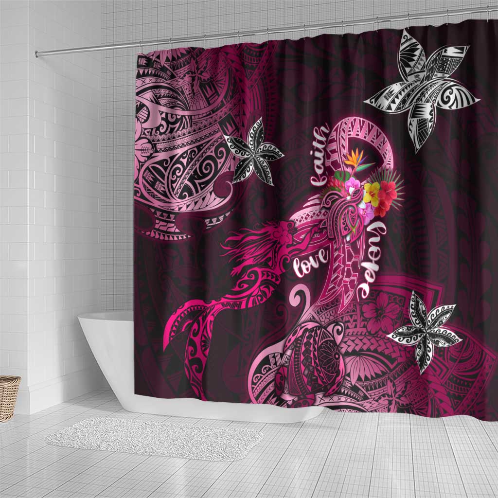 Breast Cancer Mermaid Polynesia Shower Curtain Faith Hope Love DT02 - Polynesian Pride