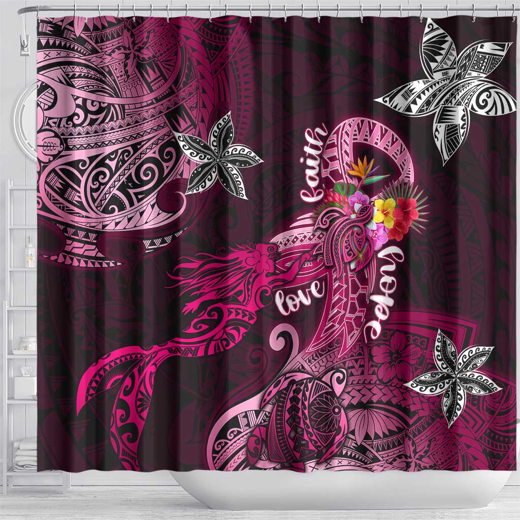 Breast Cancer Mermaid Polynesia Shower Curtain Faith Hope Love DT02 - Polynesian Pride