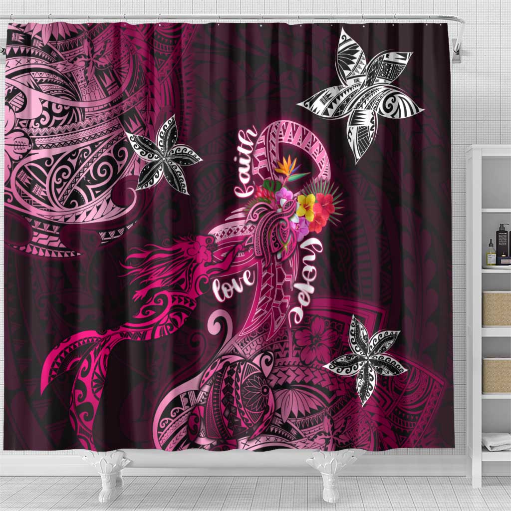 Breast Cancer Mermaid Polynesia Shower Curtain Faith Hope Love DT02 - Polynesian Pride