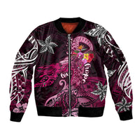 Breast Cancer Mermaid Polynesia Sleeve Zip Bomber Jacket Faith Hope Love DT02 Unisex Pink - Polynesian Pride