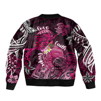 Breast Cancer Mermaid Polynesia Sleeve Zip Bomber Jacket Faith Hope Love DT02 - Polynesian Pride