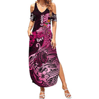 Breast Cancer Mermaid Polynesia Summer Maxi Dress Faith Hope Love DT02 Women Pink - Polynesian Pride