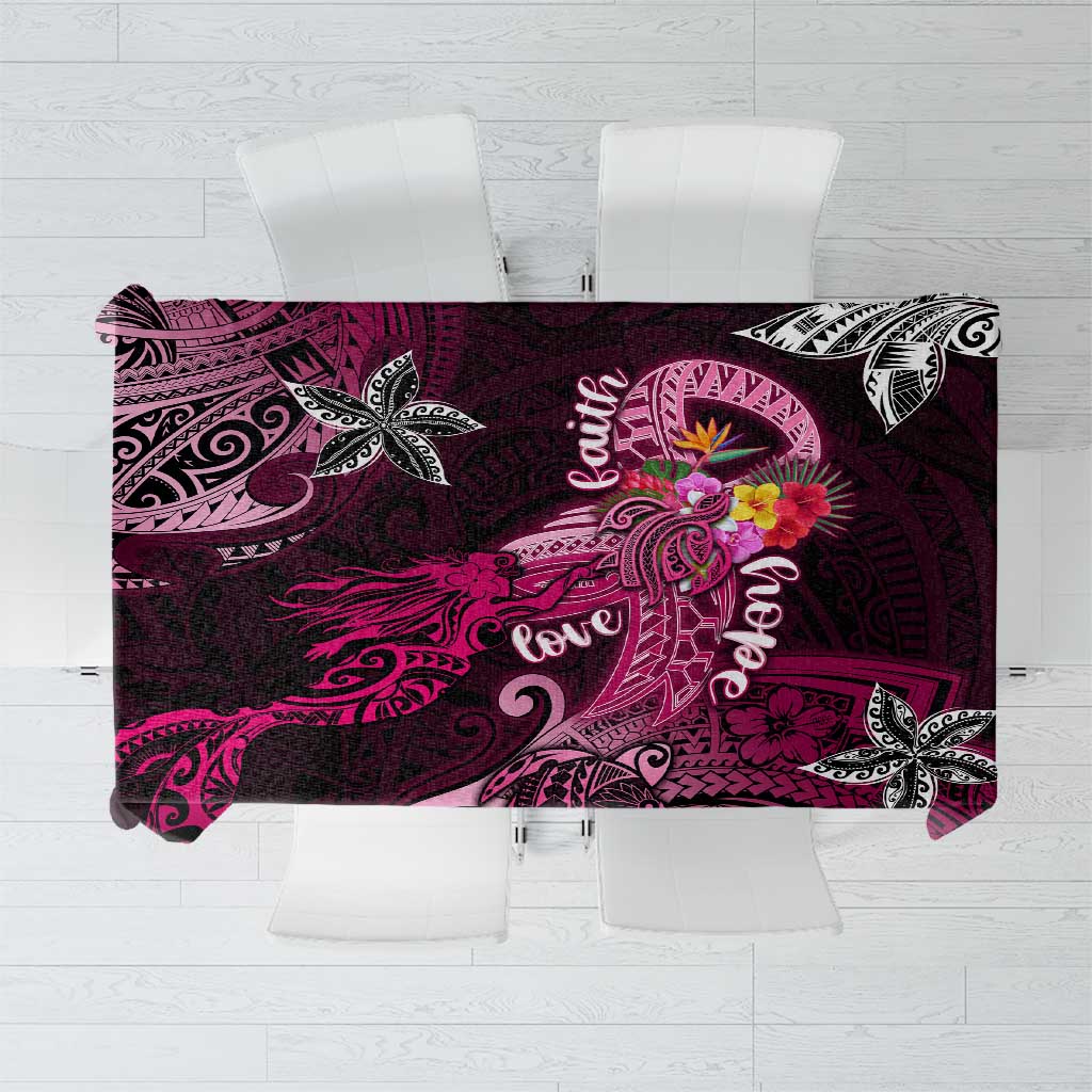 Breast Cancer Mermaid Polynesia Tablecloth Faith Hope Love