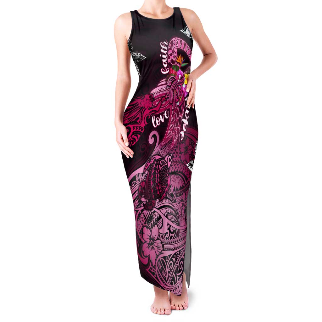 Breast Cancer Mermaid Polynesia Tank Maxi Dress Faith Hope Love DT02 Women Pink - Polynesian Pride