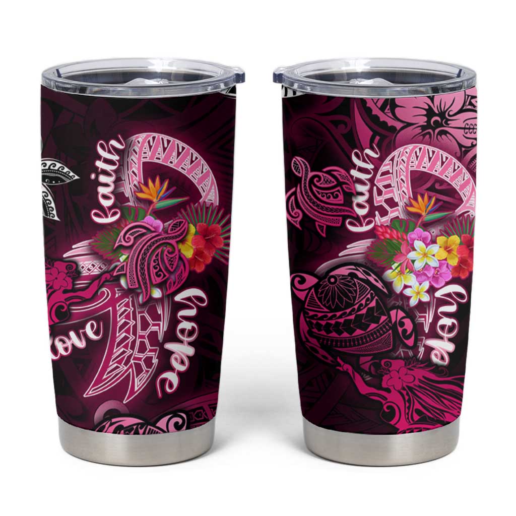 Breast Cancer Mermaid Polynesia Tumbler Cup Faith Hope Love DT02 Pink - Polynesian Pride