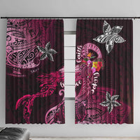 Breast Cancer Mermaid Polynesia Window Curtain Faith Hope Love DT02 With Hooks Pink - Polynesian Pride