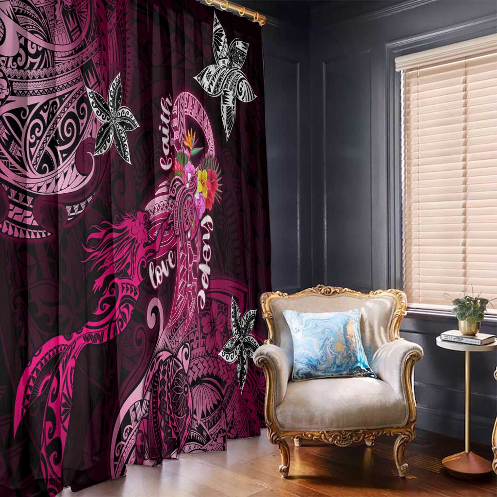 Breast Cancer Mermaid Polynesia Window Curtain Faith Hope Love DT02 - Polynesian Pride
