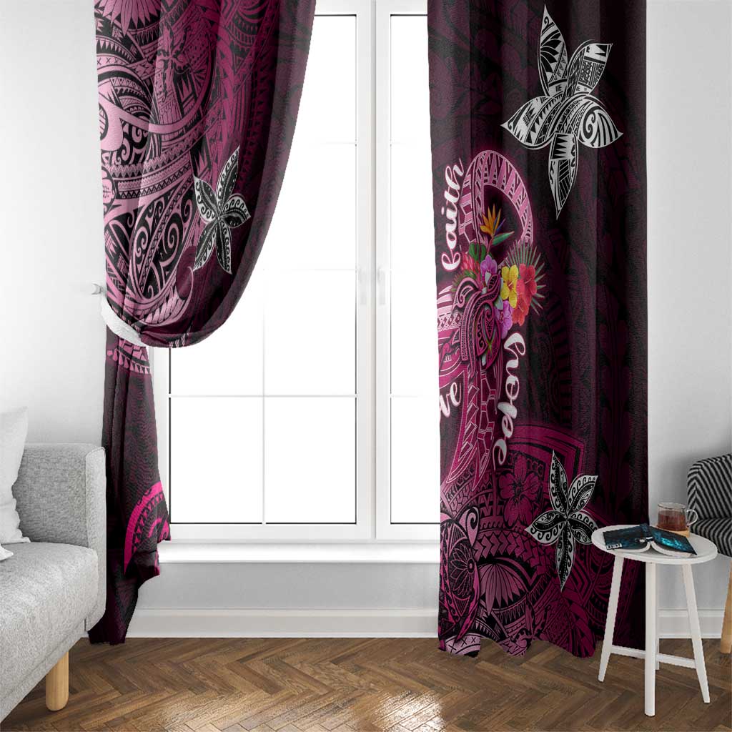 Breast Cancer Mermaid Polynesia Window Curtain Faith Hope Love DT02 - Polynesian Pride