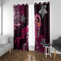 Breast Cancer Mermaid Polynesia Window Curtain Faith Hope Love DT02 With Grommets Pink - Polynesian Pride