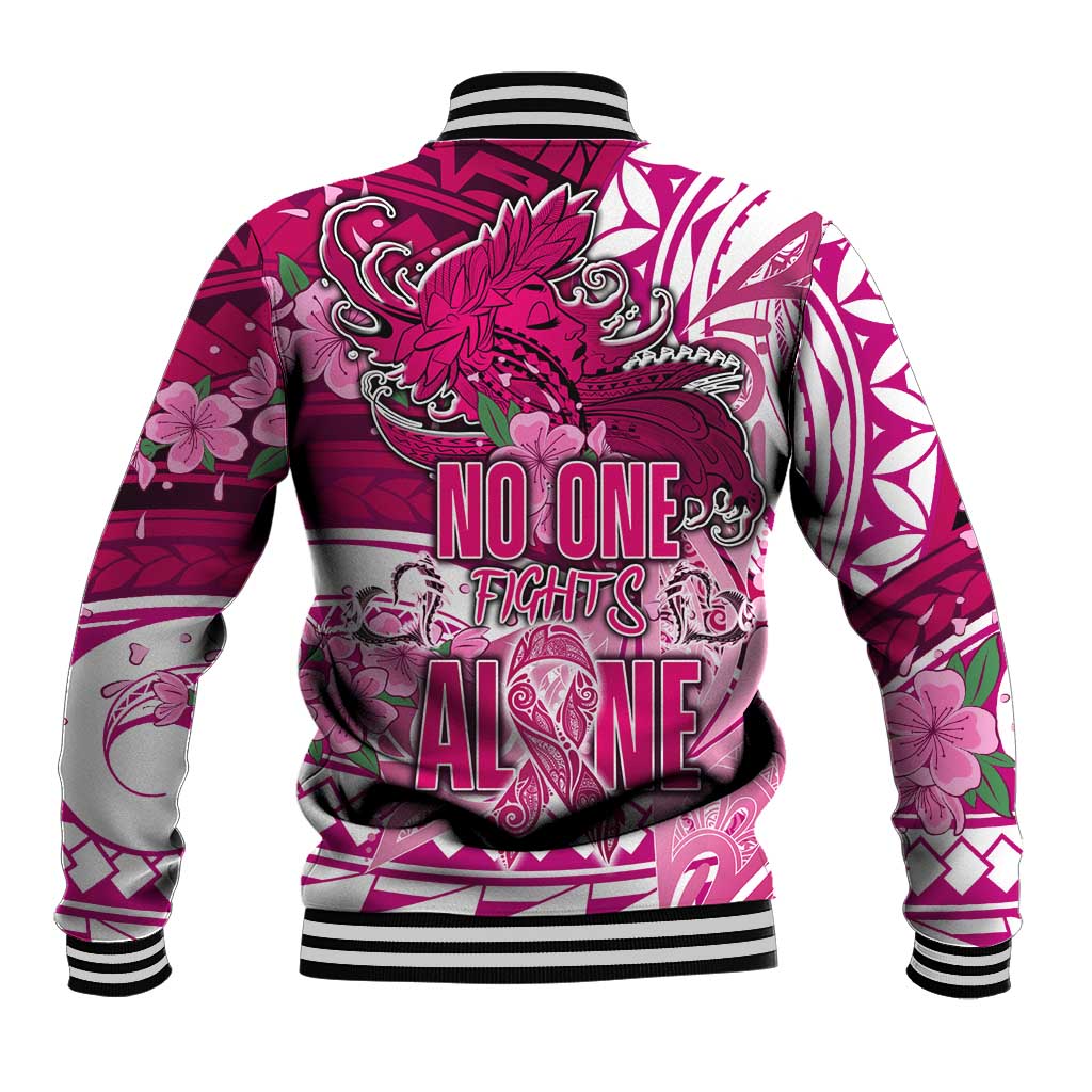 Breast Cancer Awareness Hawaii Baseball Jacket Polynesia Girl Nobody Fights Alone DT02 - Polynesian Pride