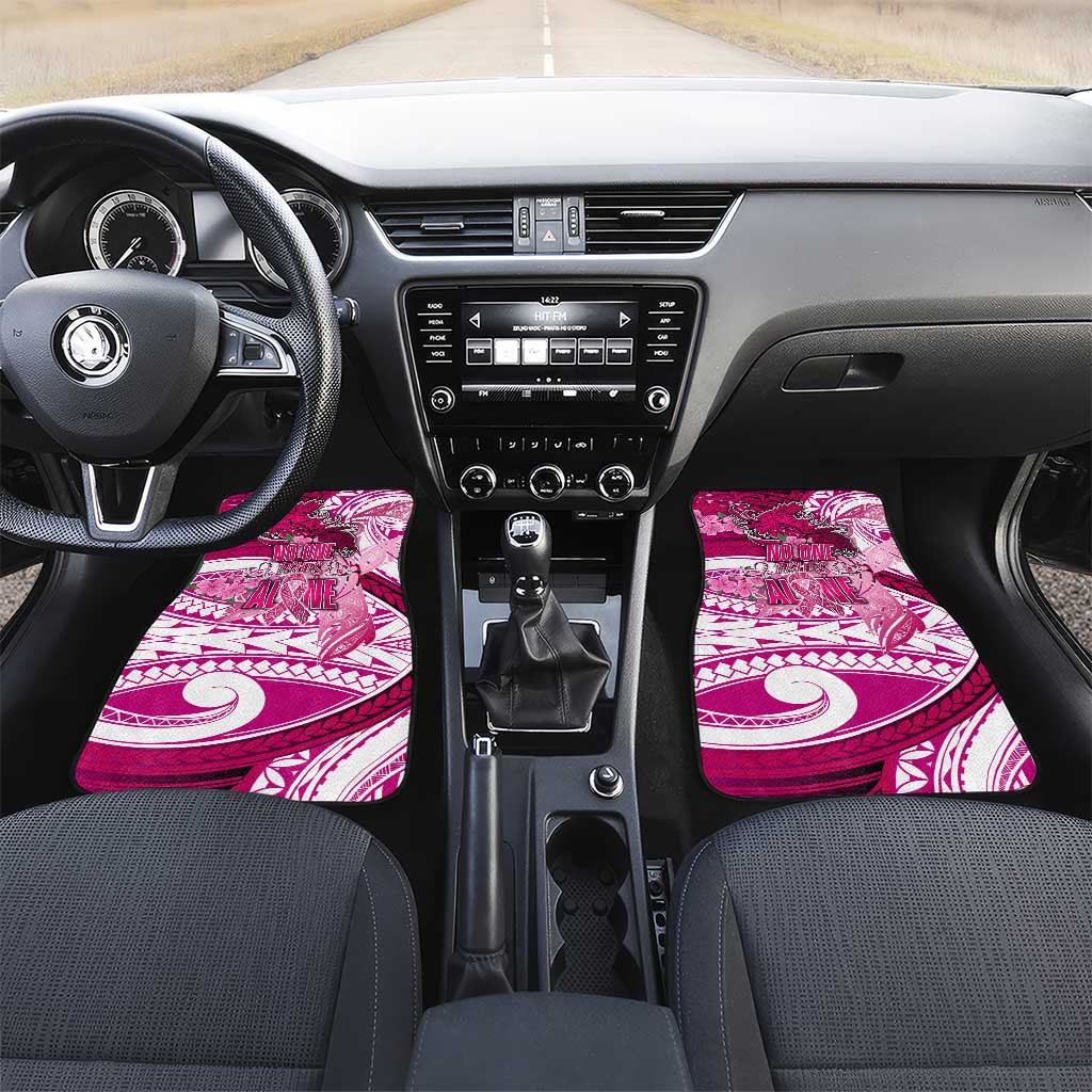 Breast Cancer Awareness Hawaii Car Mats Polynesia Girl Nobody Fights Alone DT02 Set 2pcs - Front Pink - Polynesian Pride