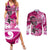 Breast Cancer Awareness Hawaii Couples Matching Summer Maxi Dress and Long Sleeve Button Shirt Polynesia Girl Nobody Fights Alone