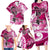 Breast Cancer Awareness Hawaii Family Matching Long Sleeve Bodycon Dress and Hawaiian Shirt Polynesia Girl Nobody Fights Alone