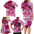 Breast Cancer Awareness Hawaii Family Matching Long Sleeve Bodycon Dress and Hawaiian Shirt Polynesia Girl Nobody Fights Alone