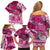 Breast Cancer Awareness Hawaii Family Matching Off Shoulder Short Dress and Hawaiian Shirt Polynesia Girl Nobody Fights Alone