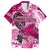 Breast Cancer Awareness Hawaii Family Matching Off Shoulder Short Dress and Hawaiian Shirt Polynesia Girl Nobody Fights Alone