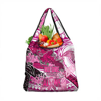 Breast Cancer Awareness Hawaii Grocery Bag Polynesia Girl Nobody Fights Alone DT02 1-pack One Size Pink - Polynesian Pride