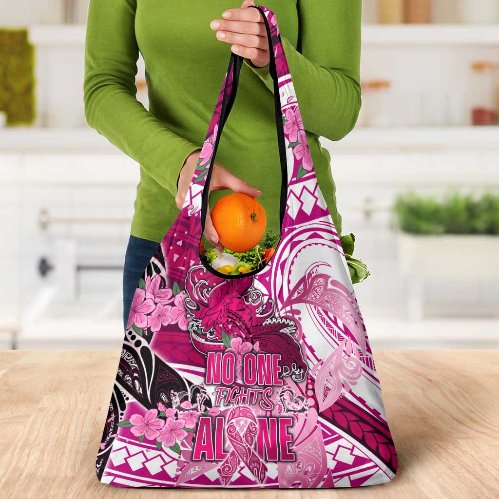 Breast Cancer Awareness Hawaii Grocery Bag Polynesia Girl Nobody Fights Alone DT02 - Polynesian Pride