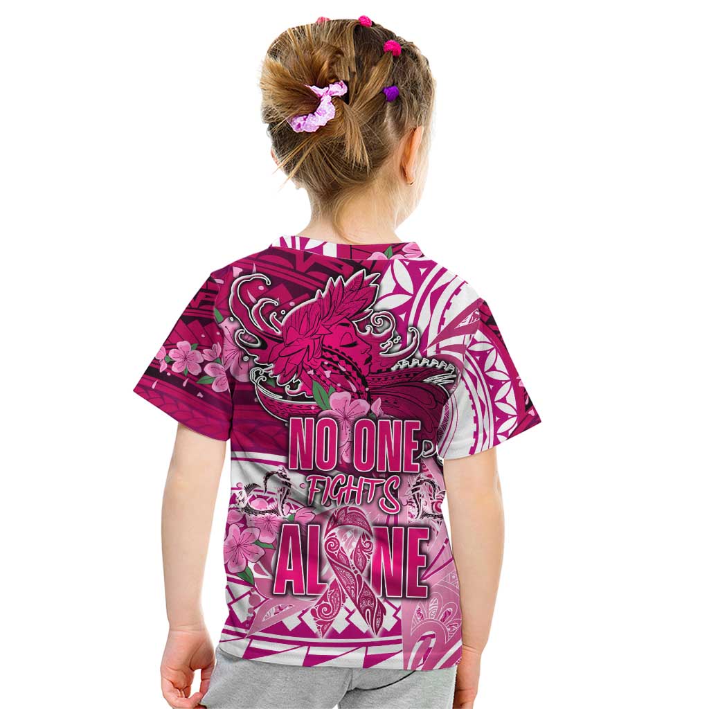Breast Cancer Awareness Hawaii Kid T Shirt Polynesia Girl Nobody Fights Alone DT02 - Polynesian Pride
