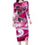 Breast Cancer Awareness Hawaii Long Sleeve Bodycon Dress Polynesia Girl Nobody Fights Alone