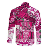 Breast Cancer Awareness Hawaii Long Sleeve Button Shirt Polynesia Girl Nobody Fights Alone DT02 - Polynesian Pride
